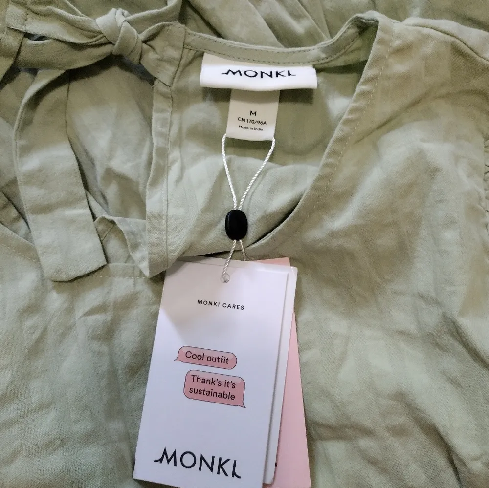 Monki NEW   sage green stripe top - Image 4