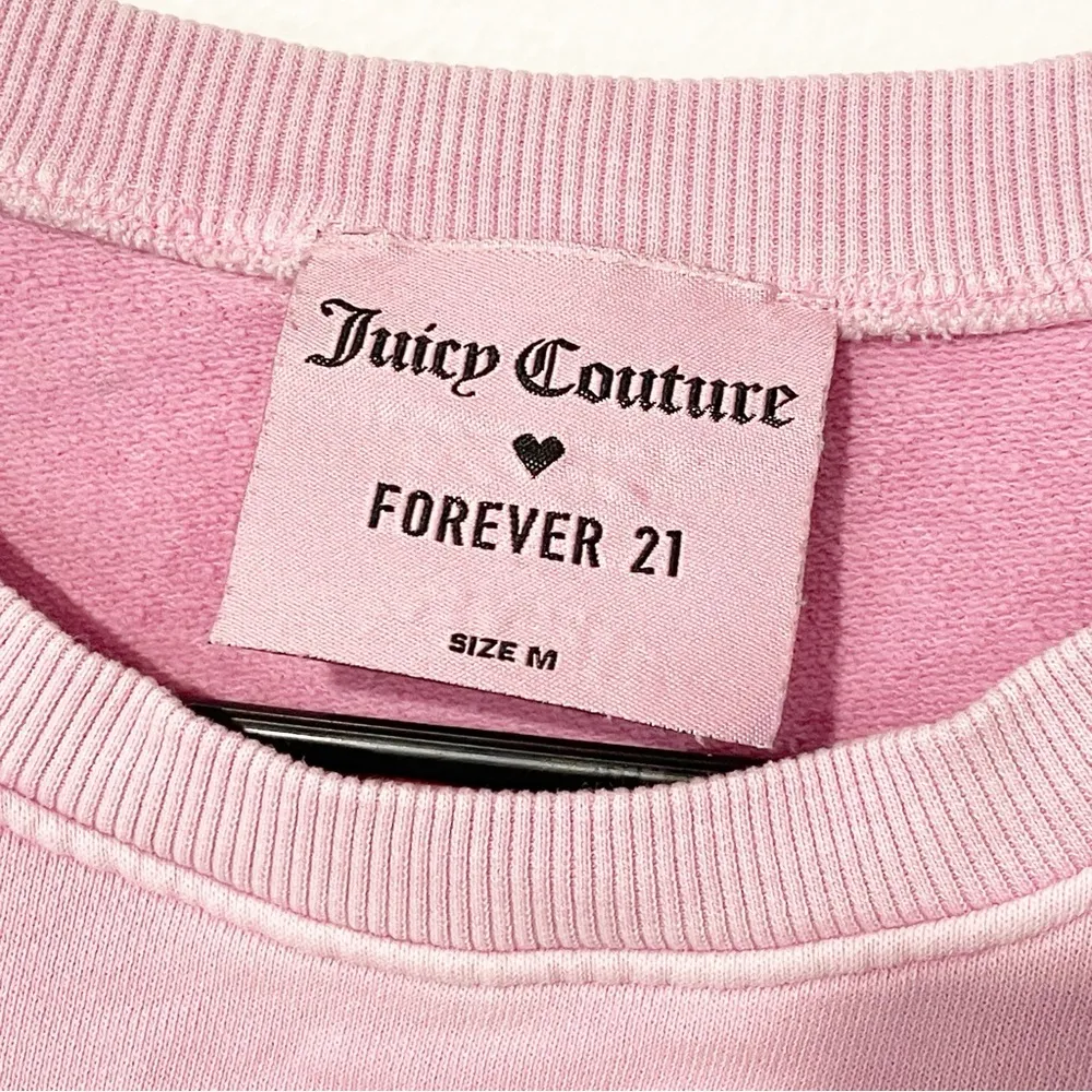 Forever 21 x Juicy Couture Size Medium Cropped Tie Waist Crewneck Sweatshirt - Image 4