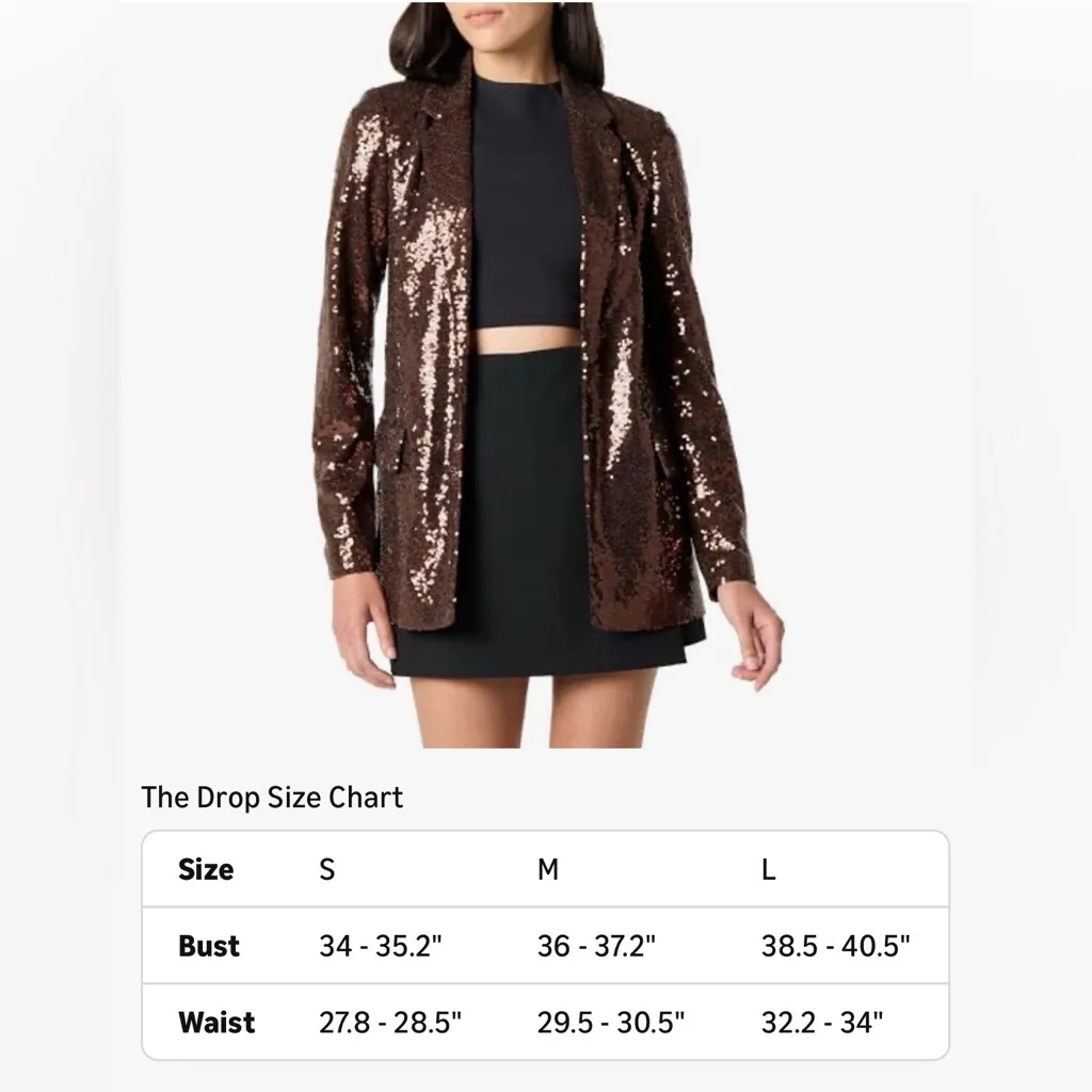 NEW The Drop Brown Sequins Blake Long Blazer M $89 Size M - Image 3