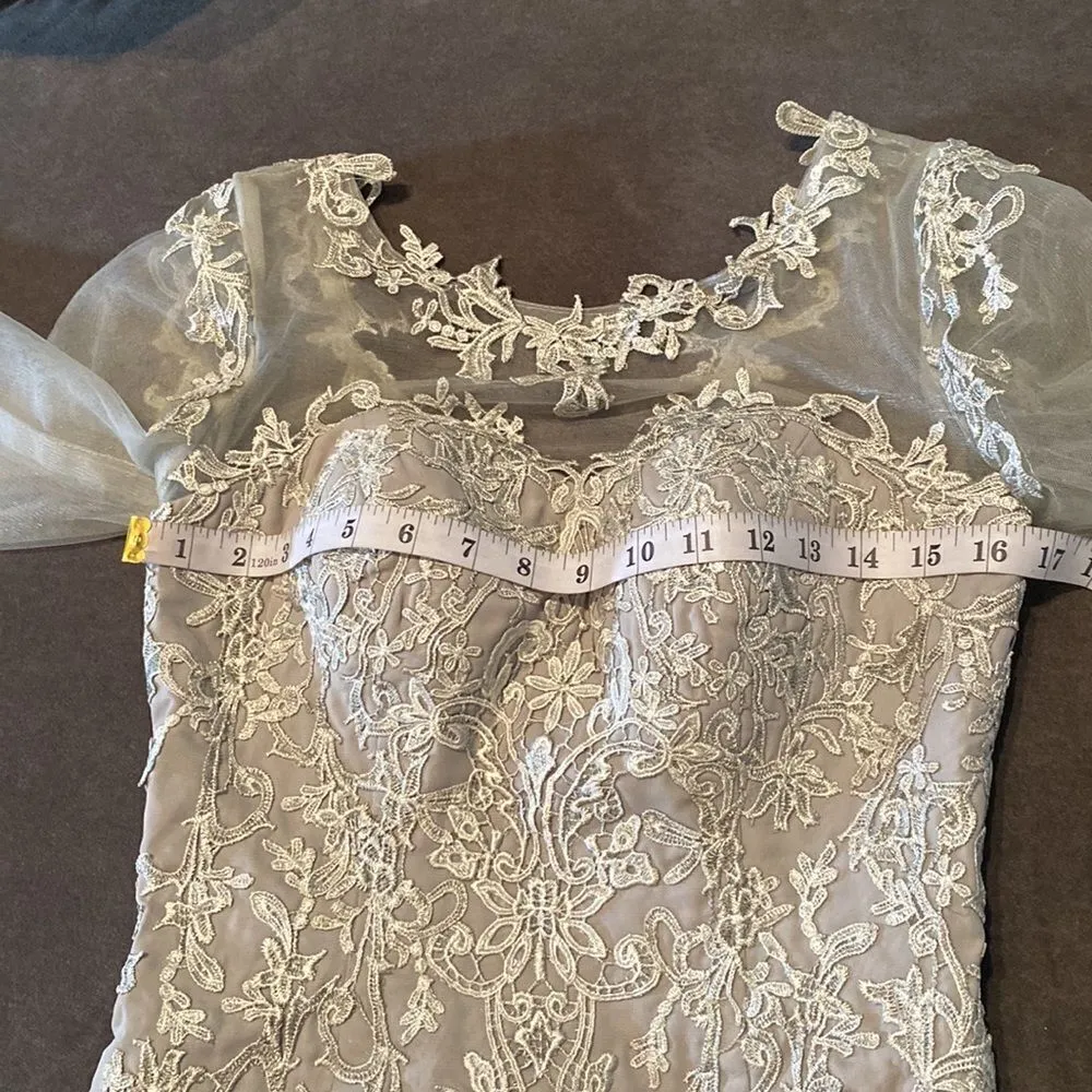 Women’s Short Gray Dress Ruffle Skirt Zip Up Back Size XS - Image 11