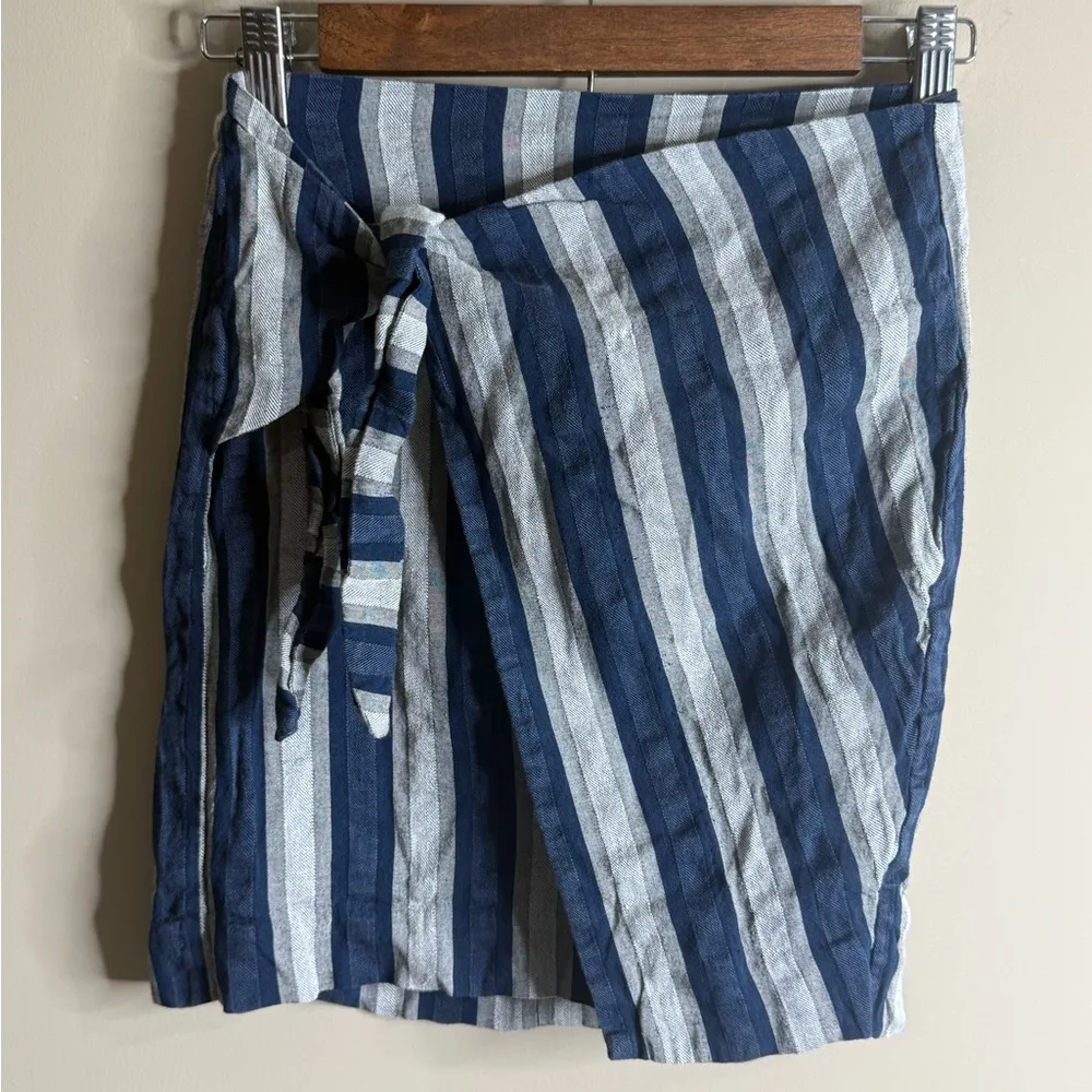 Madewell linen blend striped wrap mini skirt 00 - Image 3