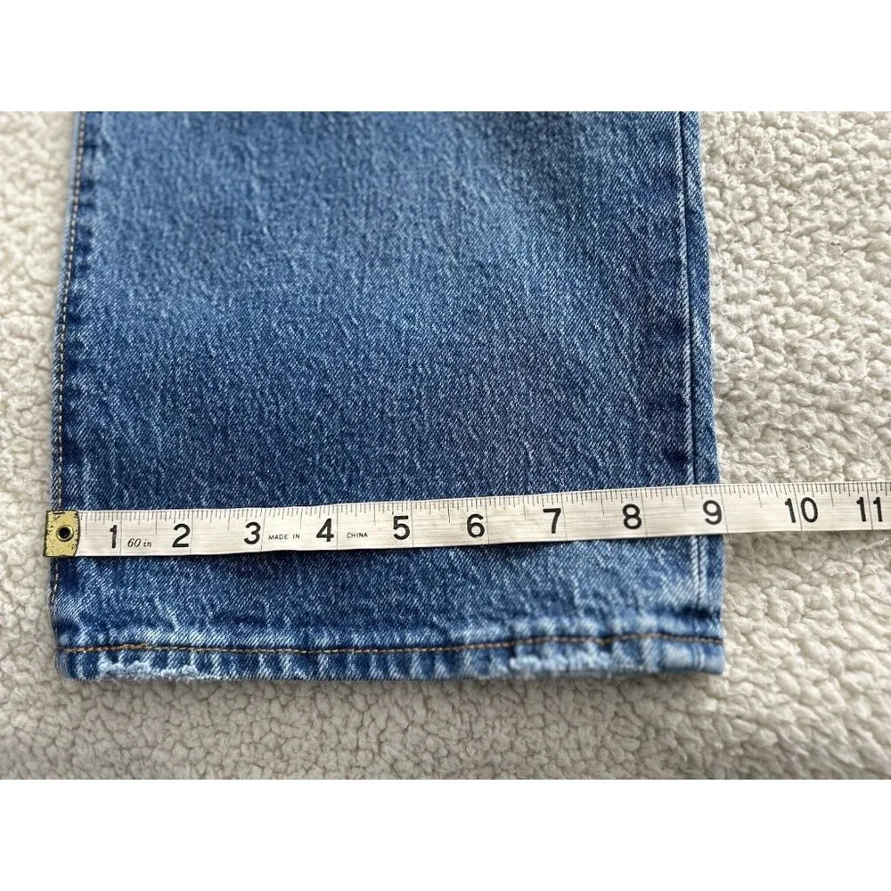 LEVI Strauss Co Rib Cage Straight Leg Distressed Cropped Ankle Blue Jeans 32/27 - Image 14