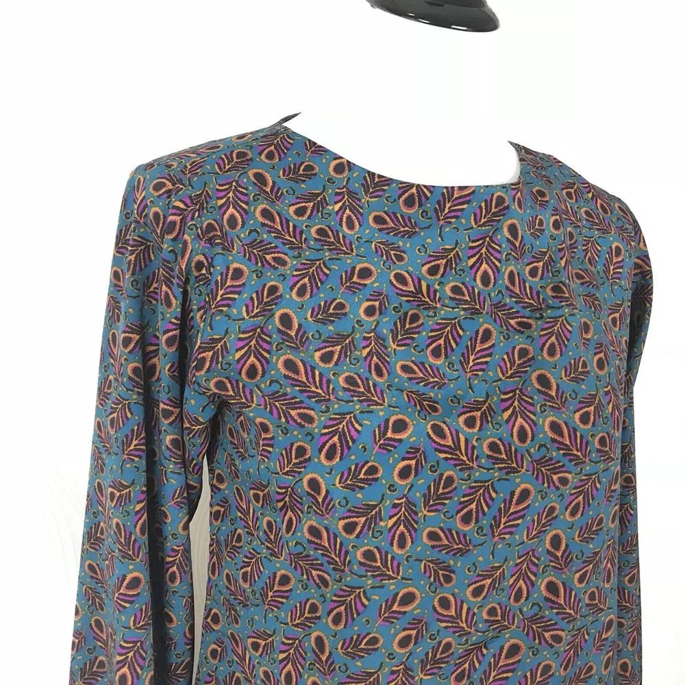 Veronica M Peacock Pattern Blouse Colorful Eclectic Statement Piece Womens S‎ - Image 3