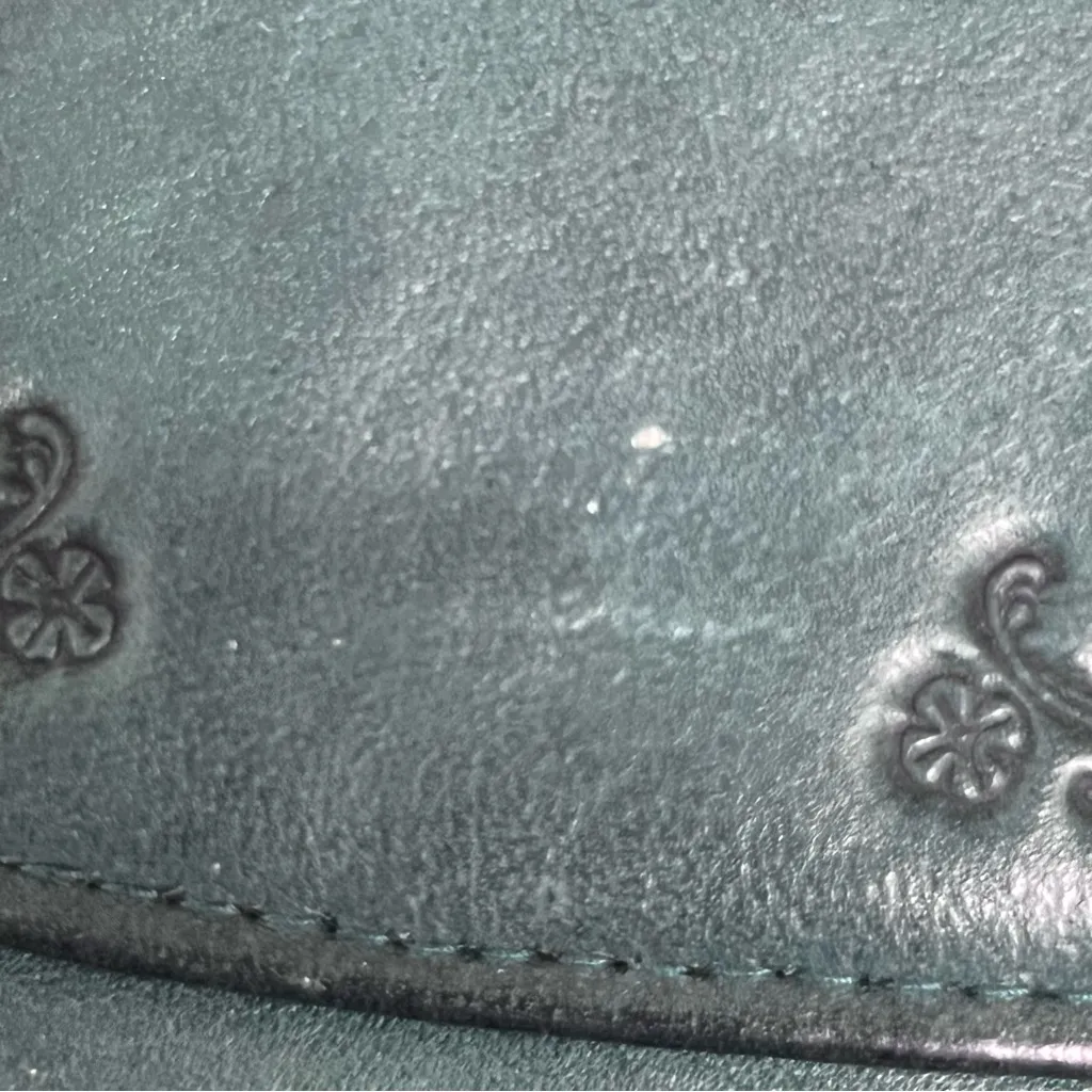 Vintage cashmere cowhide Elegant Green Leather Clutch wallet floral embossing - Image 10
