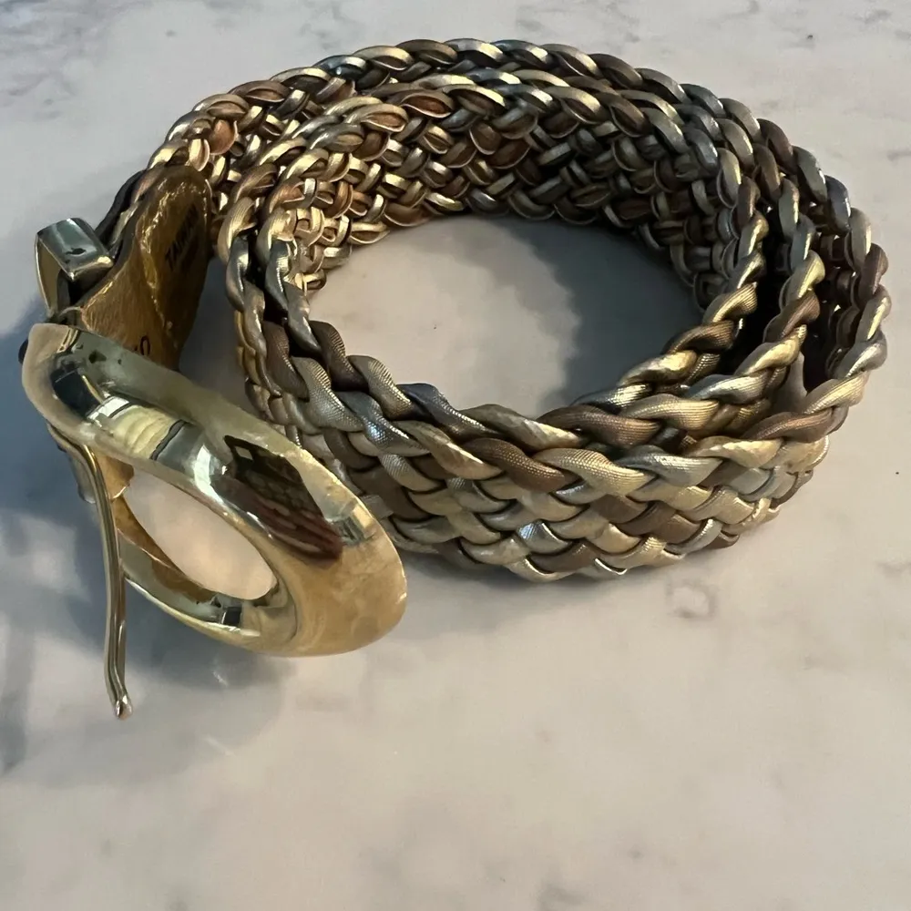 Women’s braided Metallic silver, gold bronze, small belt EUC - Image 5