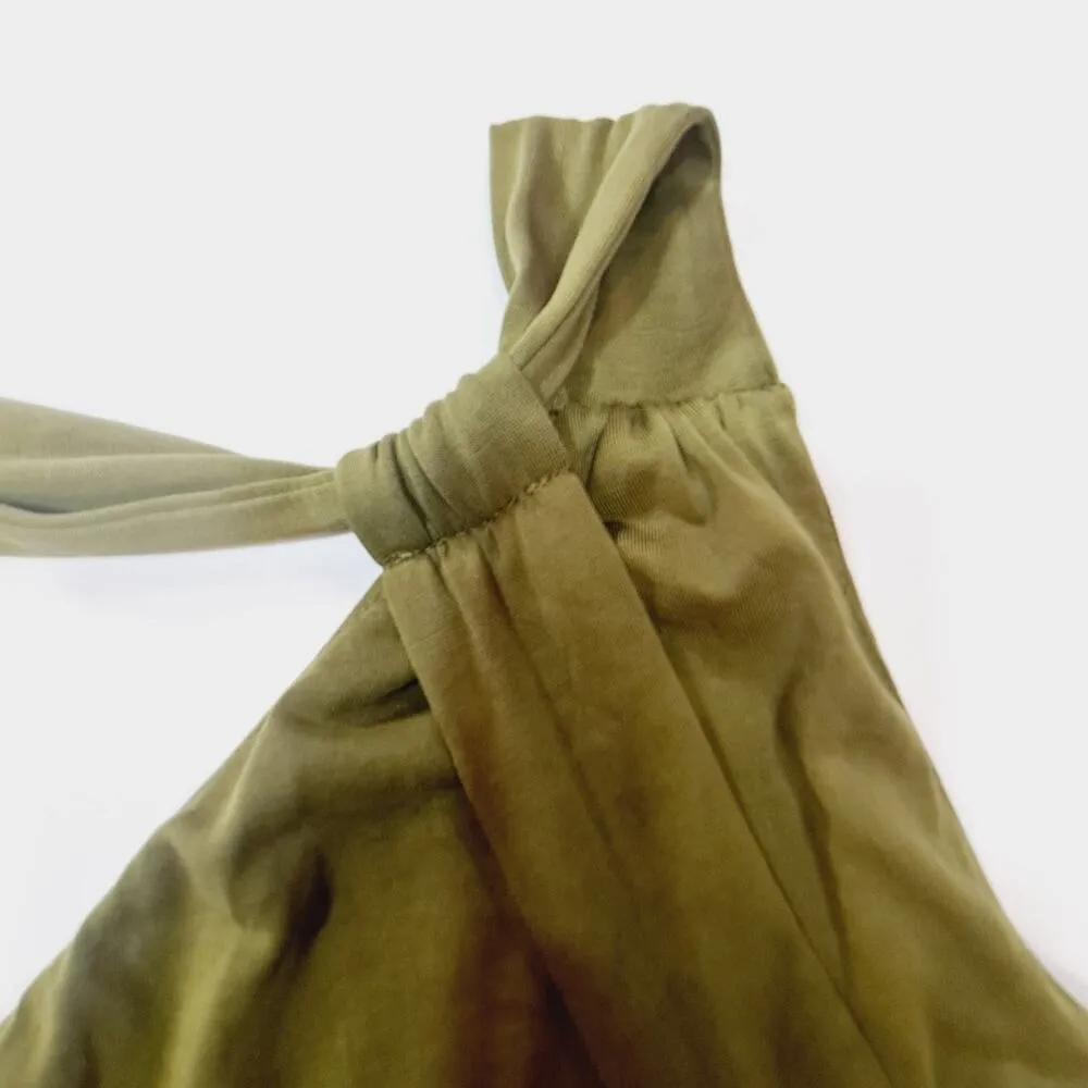 NOT YOURS TO KEEP Mary Midi Dress in Olive Medium Green - Image 9