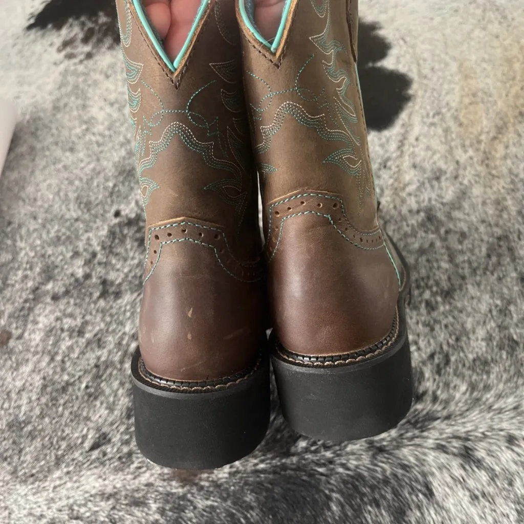 Justin Boots Gypsy Nettie Women's 9.5B Brown Teal Cowgirl Square Toe Western - Image 5