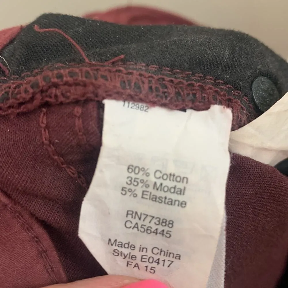 Madewell  Mid-Rise Maroon Burgundy Skinny Skinny Ankle Jeans - Image 5