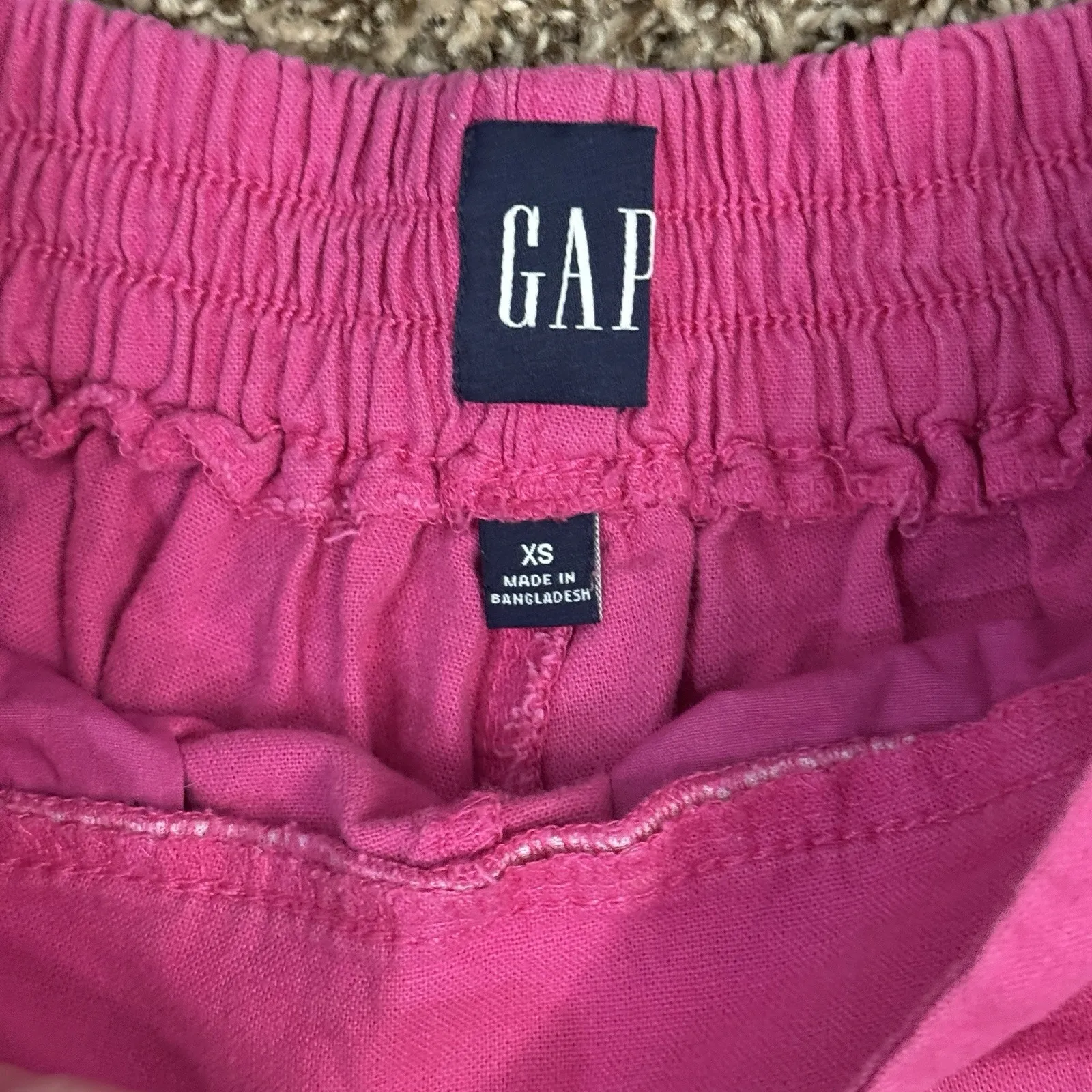 Gap Linen Blend Pink High Waist Shorts Women's XS  4 Pocket Pull‎ On - Image 3