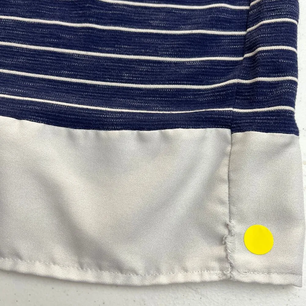 Merona LARGE Blue White Striped Short Sleeve Column Shift T-Shirt Mini Dress - Image 6