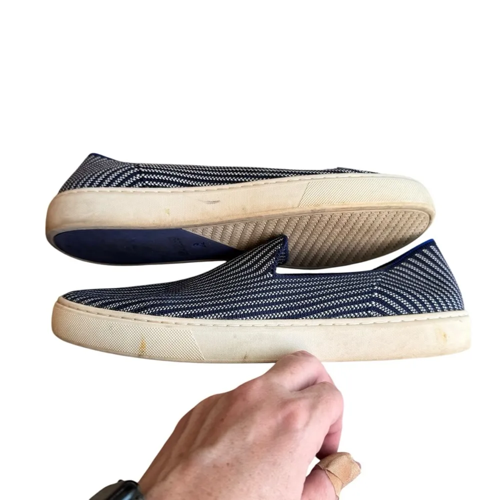 Rothy’s - The Original Slip-On Sneaker Women’s Navy Blue White Pinstripe Sz 11 - Image 8