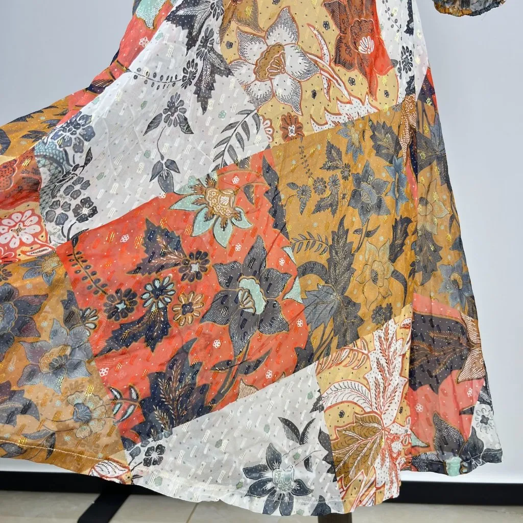 NWOT Johnny Was Jade Floral Frankie Mixed Print MIDI Dress Half Sleeve SizeS - Image 5