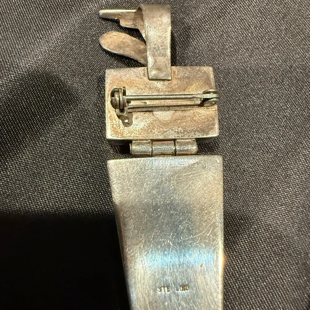 Larry M Chavez Navajo sterling High grade turquoise, Coral yei pendant Blue - Image 5