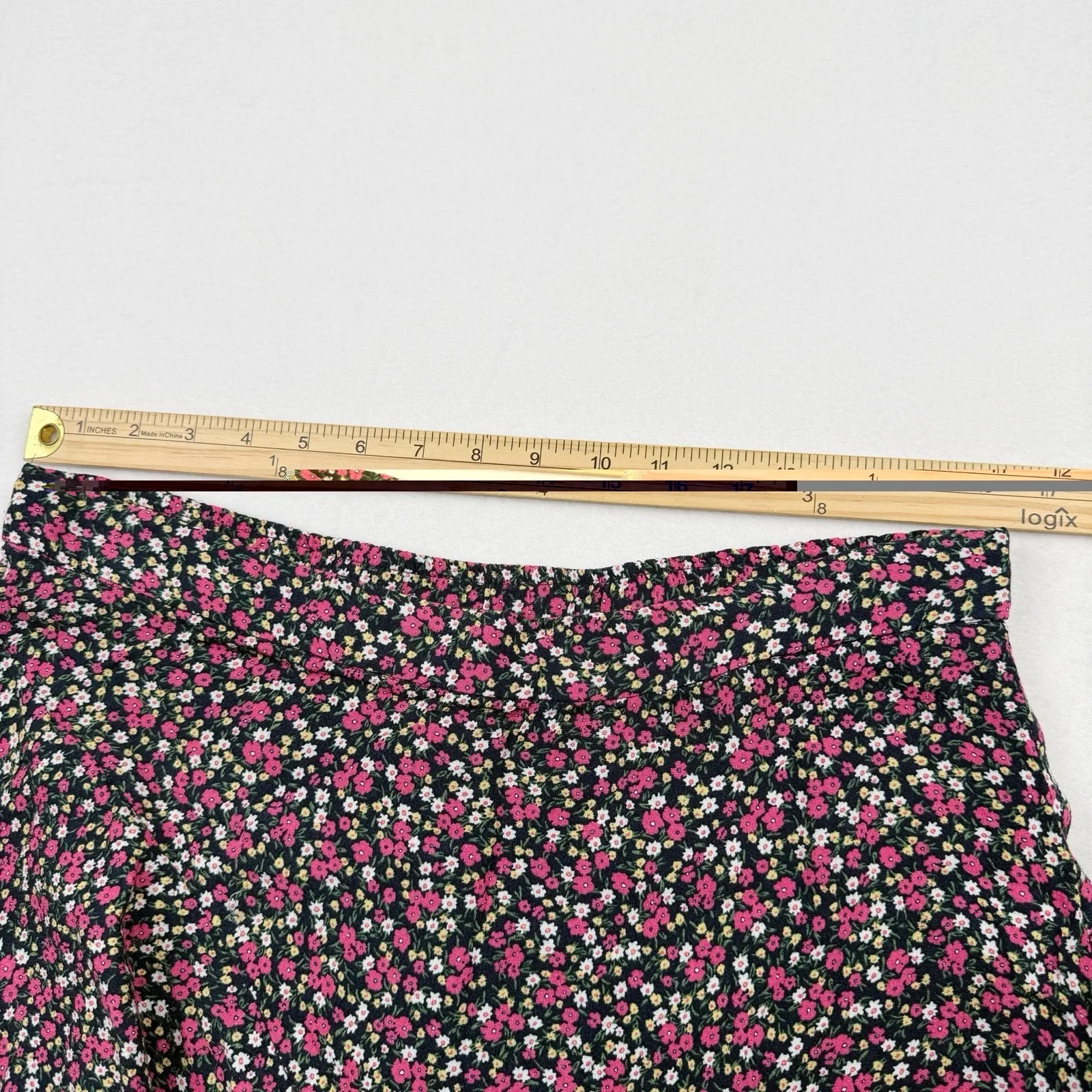 Rachel Zoe Floral Ruffle Wrap Midi Skirt Women's US 12 Black Pink Boho - Image 5