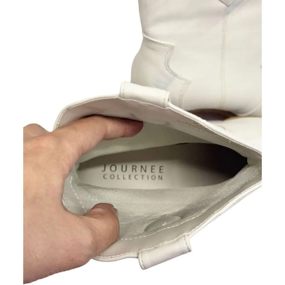 Journee Collection Western Boots Size 9 White Pointed Toe Block Heel - Image 8