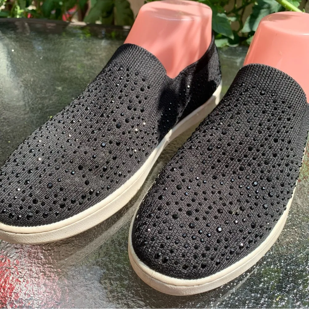 Skechers Street LA Poppy - Studded Affair Womens Knit Sneaker Black Size 8 Flats - Image 3