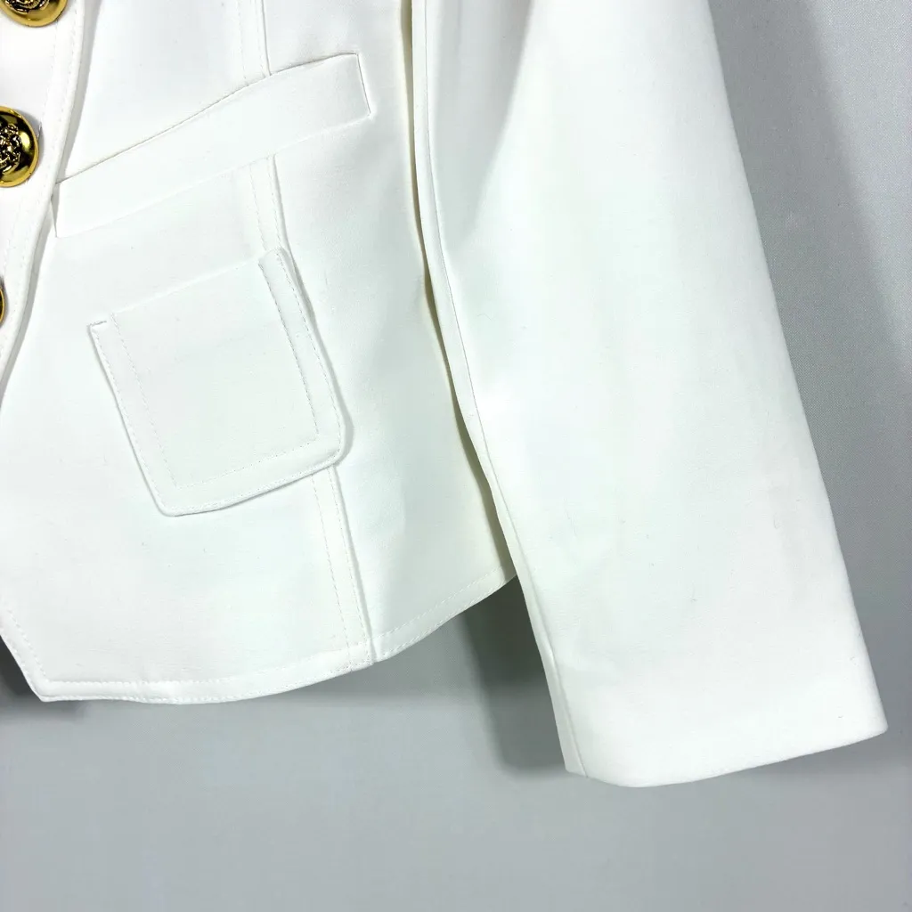 Smythe Wrap Asymmetrical Blazer Jacket White 8 NWT Tailored Double Breasted - Image 11