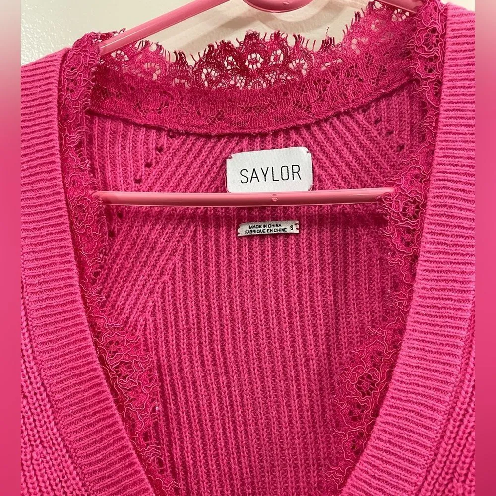 Saylor  Margaux Button Down Pink Cardigan Size Small - Image 6
