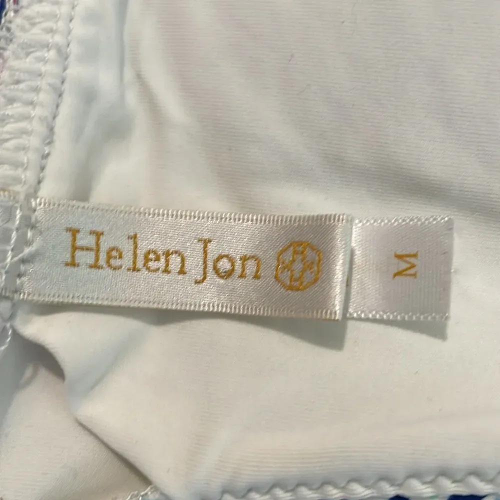 Helen Jon Nantucket Sweetheart Halter Bikini Top Medium Solid Blue Bottom White - Image 7