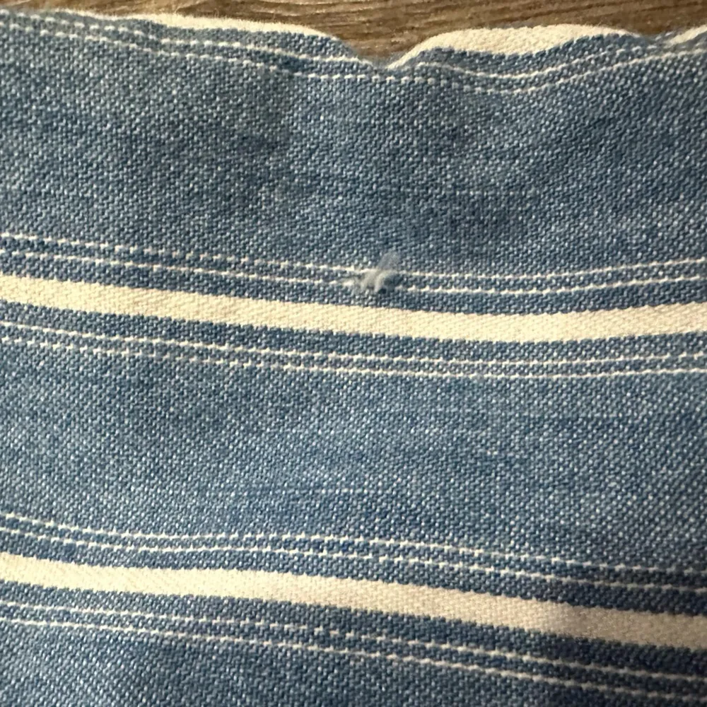 American Eagle Pants High Rise Wide Leg Crop Striped Blue White Women’s 8 Beach - Image 5