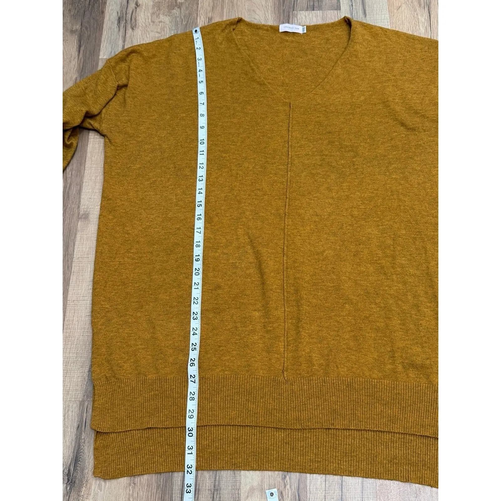 Chic Soul 2XL Mustard V-Neck Oversized‎ Sweater Tunic Knit Top Fall Cozy - Image 5