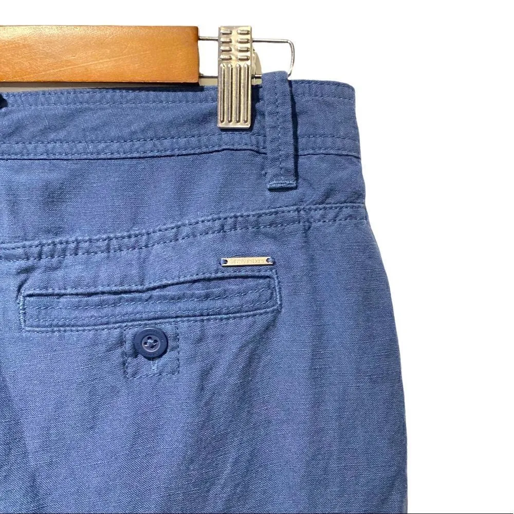 Calvin Klein Midnight Oil Blue Linen Classic Shorts Size 6 - Image 8