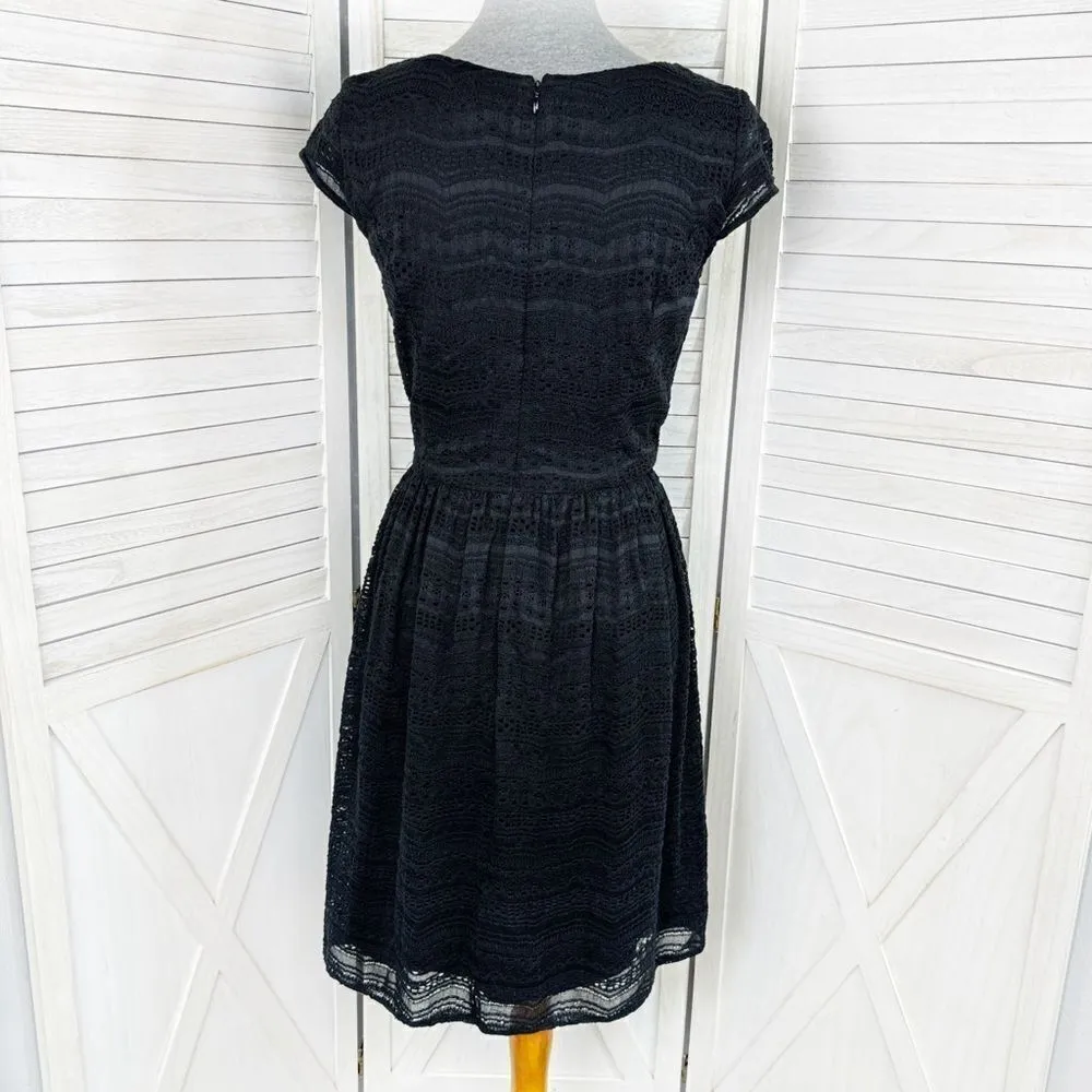 Leslie Fay Lace Dress‎ Black 10 Skater Blouson Knee - Image 3
