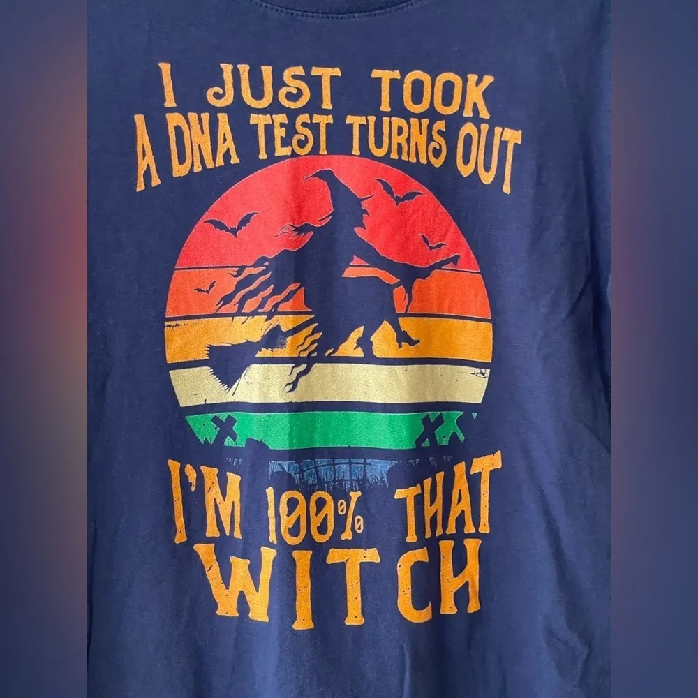 PORT & COMPANY “just took a DNA test turns out i’m 100% that witch” Blue Size L - Image 2