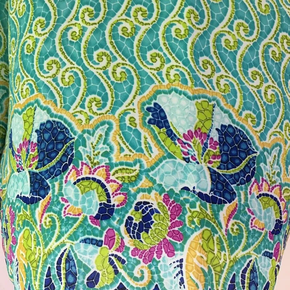 Kimono Cardigan Top Womens S M Floral Chiffon Boho Lagenlook Art to Wear Coverup Green - Image 2