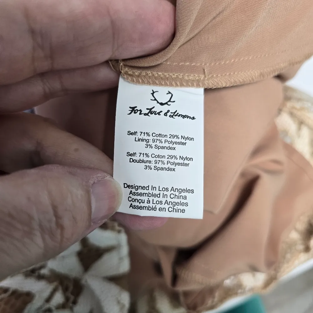 NWT For Love & Lemons Women Mini Star Metz Dress Nude White Lace Size Medium - Image 6