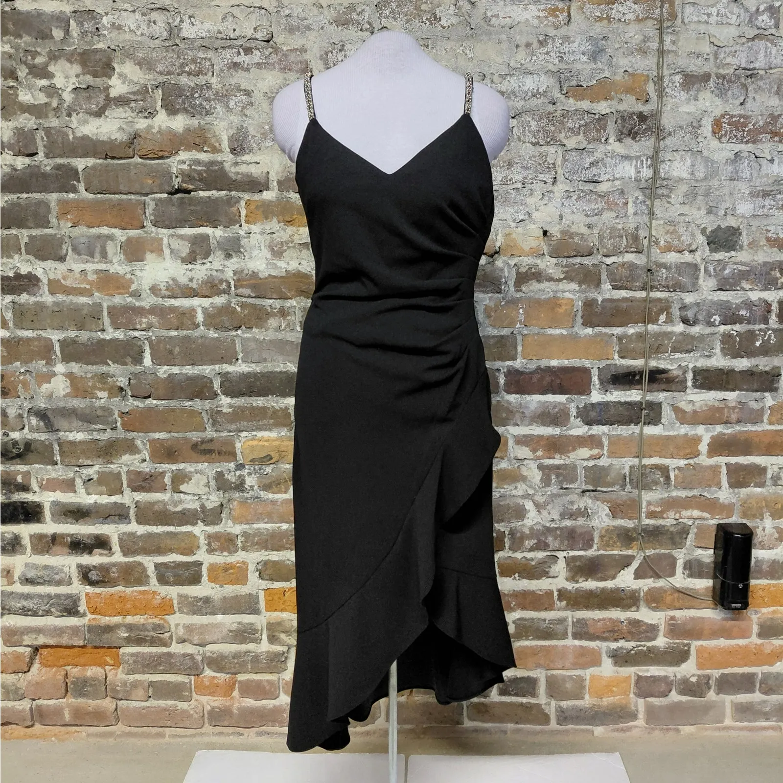 Xscape Women's Cocktail Party Dress Size 8P Black Midi Wedding Guest Night Out - Image 3