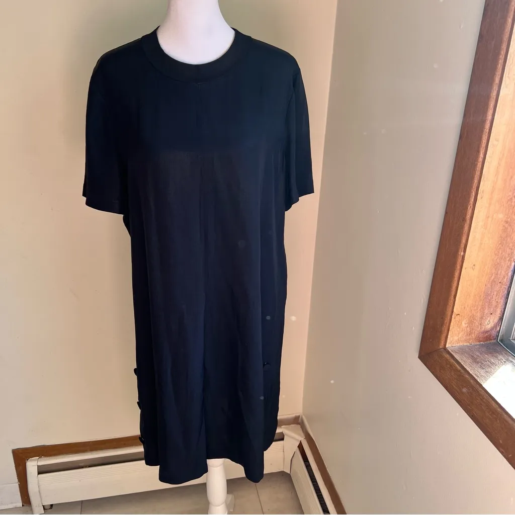 Rag & Bone Black Viscose & Nylon Blend Short Sleeve Crew Neck Dress sz L - Image 6