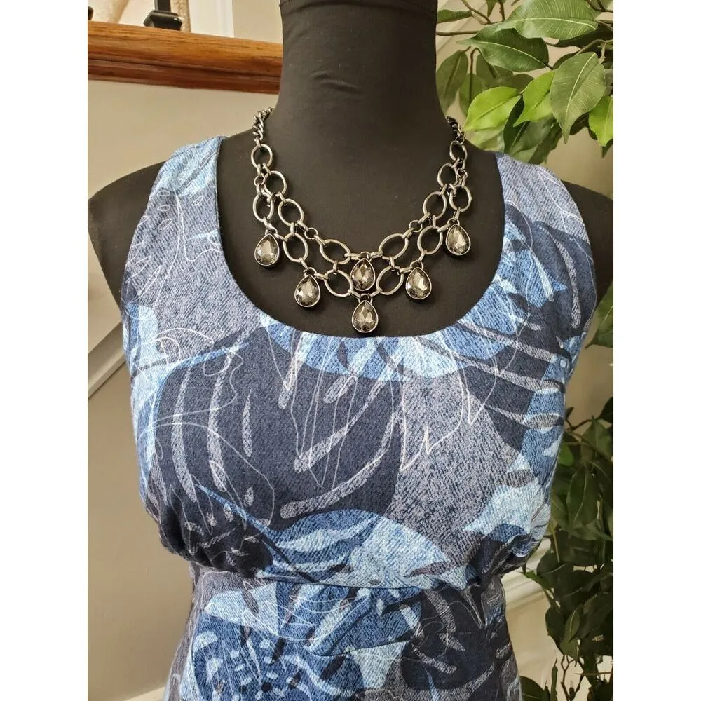 ZeroXposur Women Blue Polyester Round Neck Sleeveless Knee Length Dress Size 2XL - Image 2