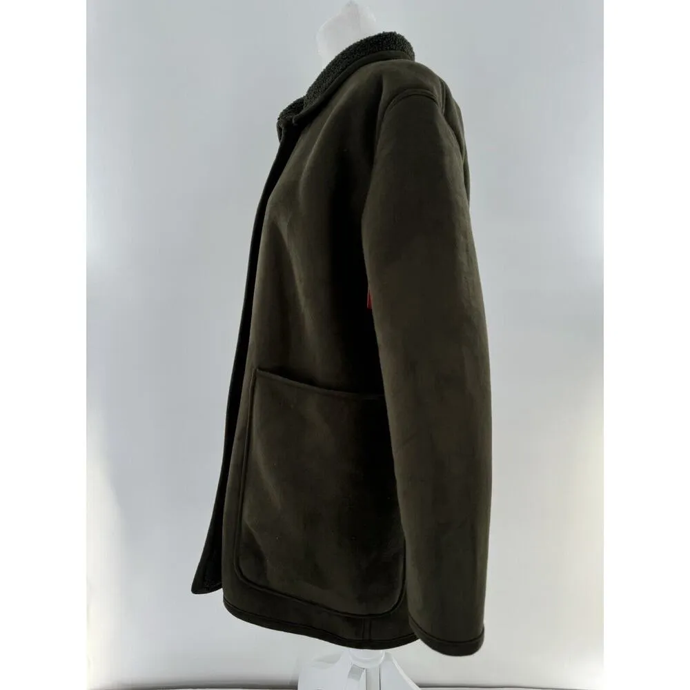 Spanx Reversible Suede Sherpa Jacket Sz XS Utility Green Oversized Coat NWT $228 - Image 4