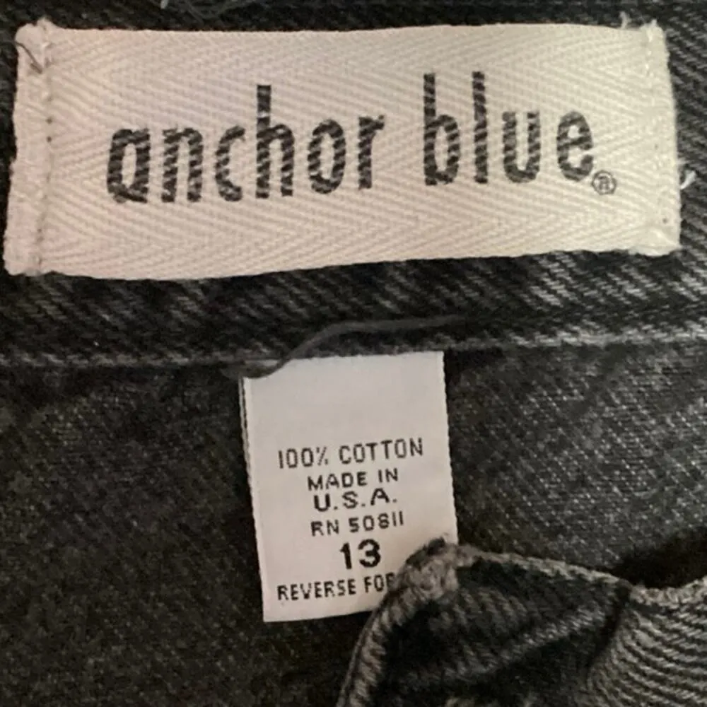 Anchor Blue Black Denim High Rise Straight Tapered Leg Pockets Ankle Jeans Sz 13 - Image 4