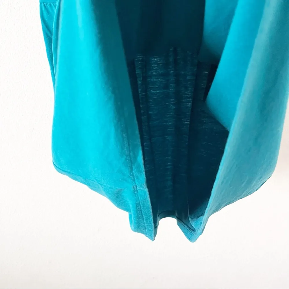 Eileen Fisher Jasper Drop Waist  Stretch Jersey Mini Shirt Dress in Green Blue - Image 7