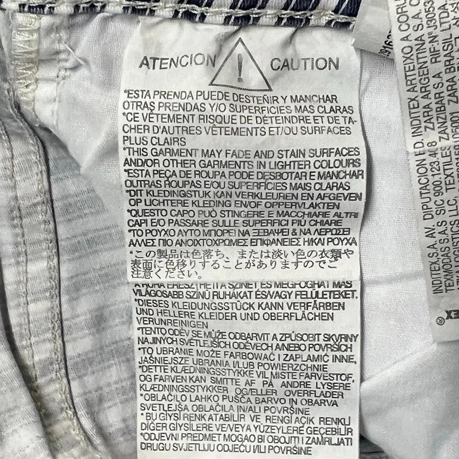 Zara Basic Z1975 Denim Jeans Women 12 Blue White Railroad Stripe Raw Hem Stretch - Image 13