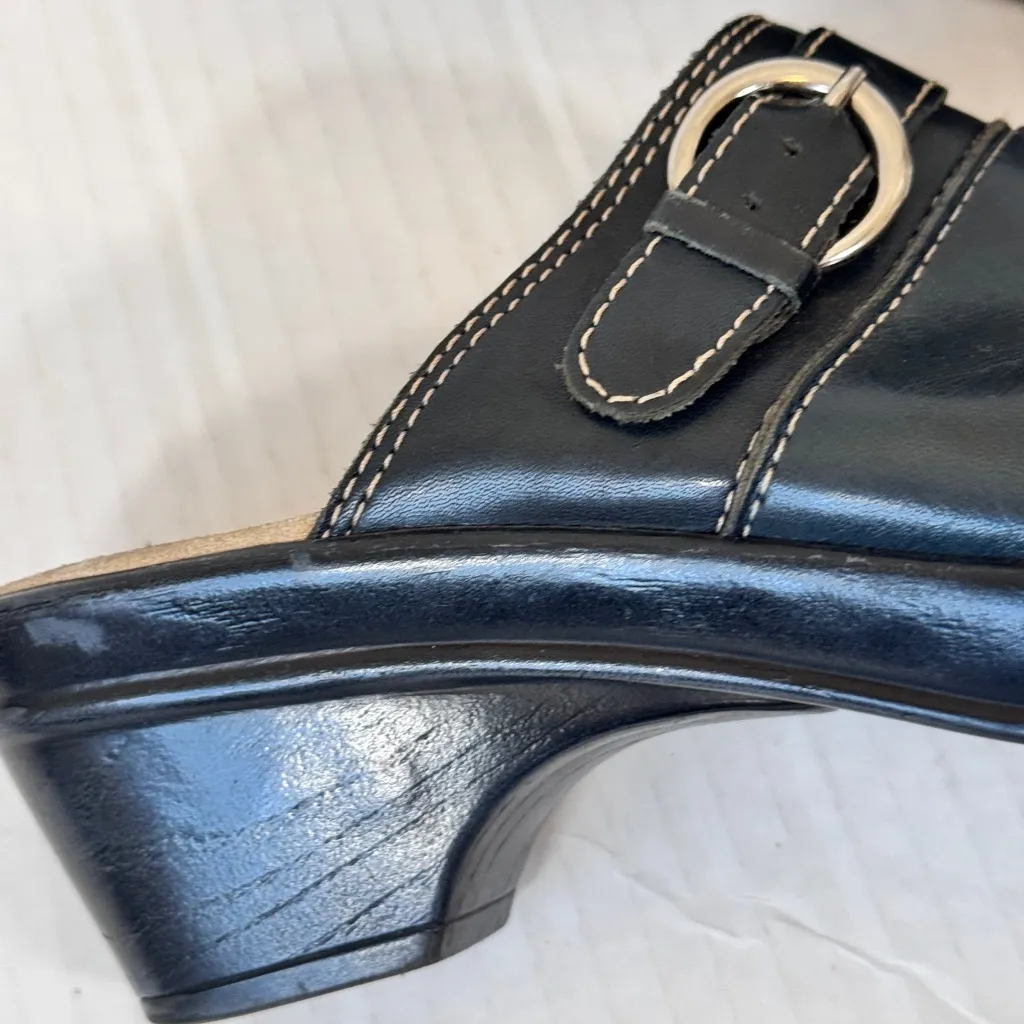 Bass Black Leather Slip On Clog Mules Womens 8 Leona Confort Shoes Classic Y2K - Image 9