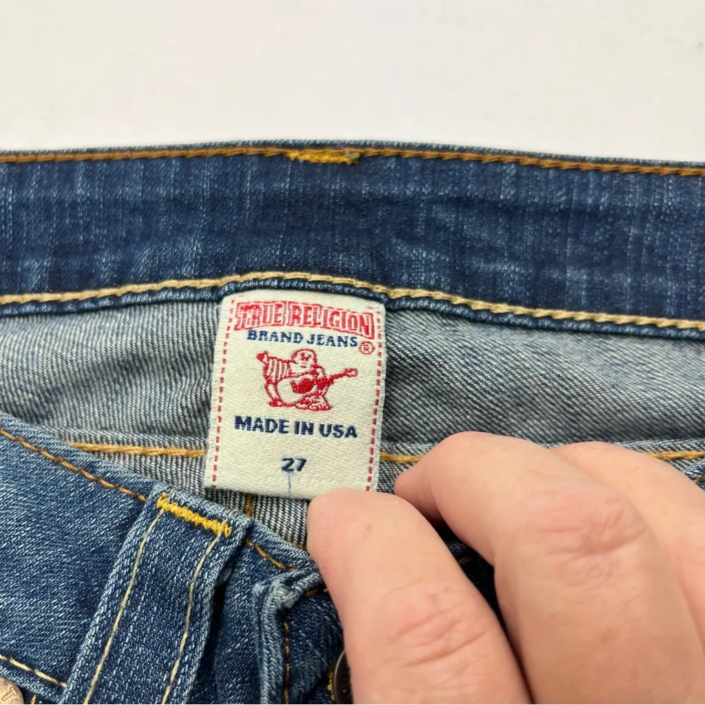 True Religion Becky Womens Size 27 Blue Denim Jean Distressed Low Rise *FLAWED‎ - Image 3