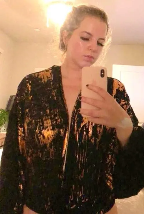 Blue Life Metallic Black Low Cut Wrap Top - Image 3