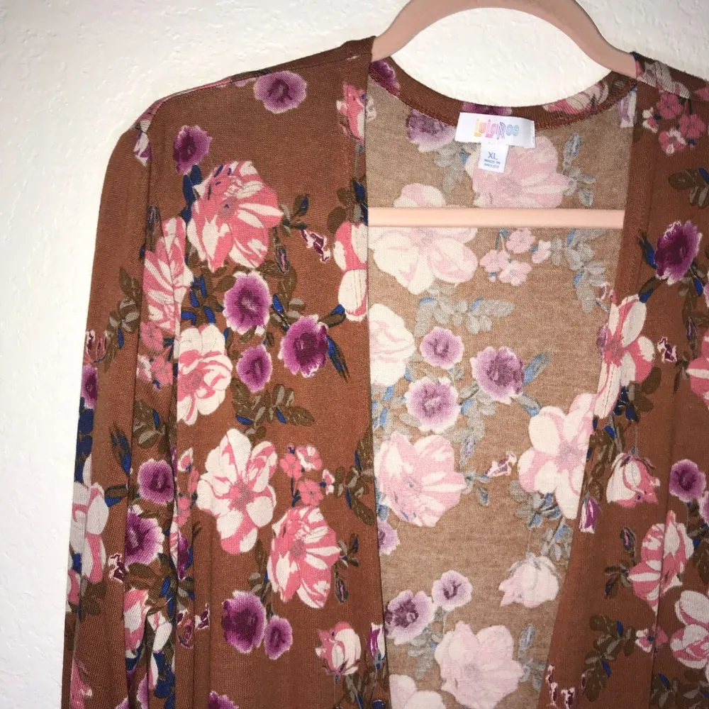LuLaRoe Sweater Sarah Cardigan, Floral Flowers Sz XL BNWT Open Front Duster - Image 4