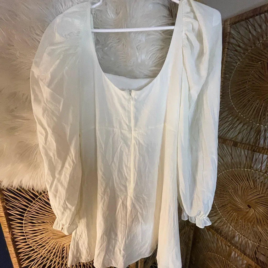 Altard State Long Sleeve White Ruched Top Mini Dress Babydoll Coquette S 🤍 - Image 12
