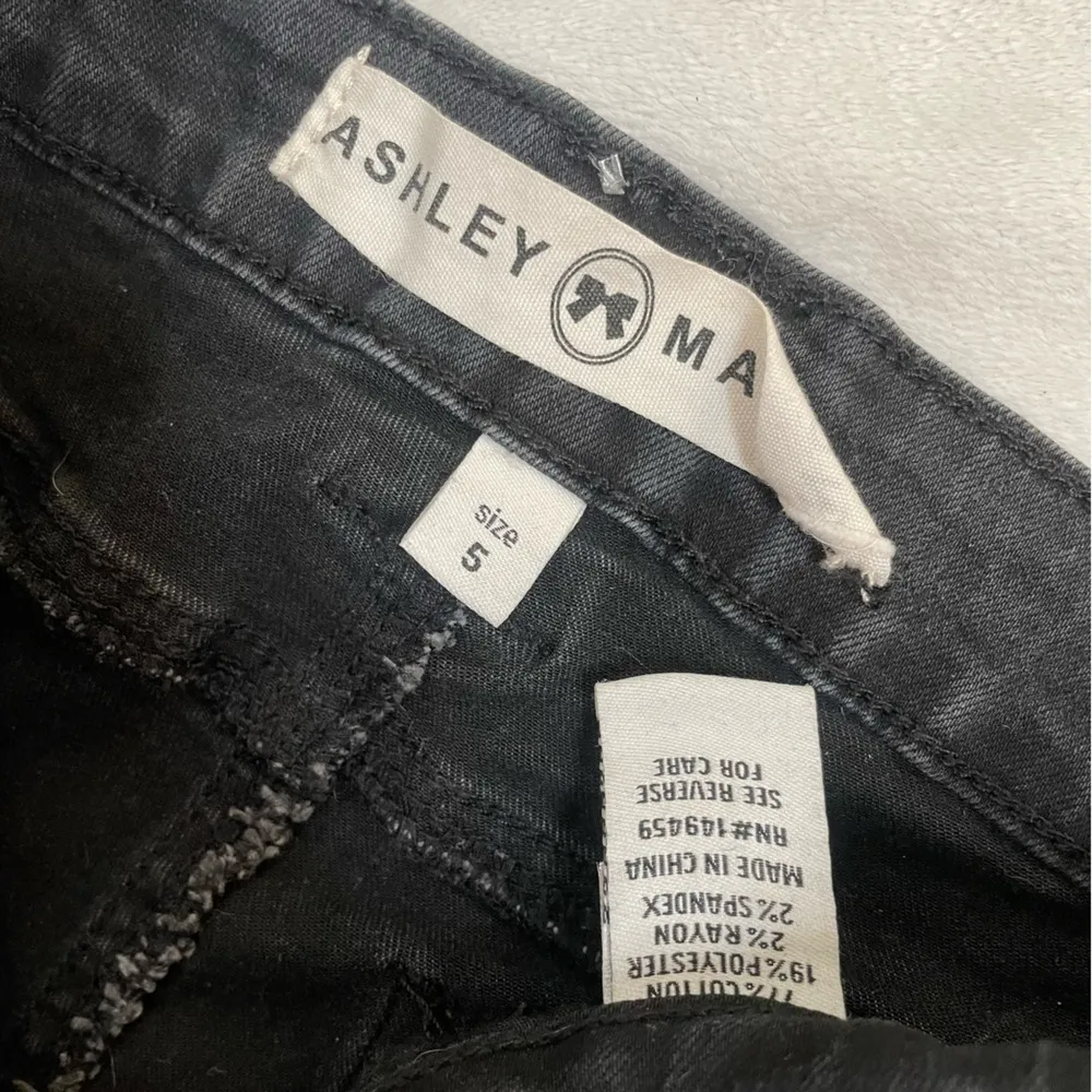 Ashley Mason Black Moto Skinny Jeans – Ankle Zip, Raw Hem, Size 5 Juniors - Image 11