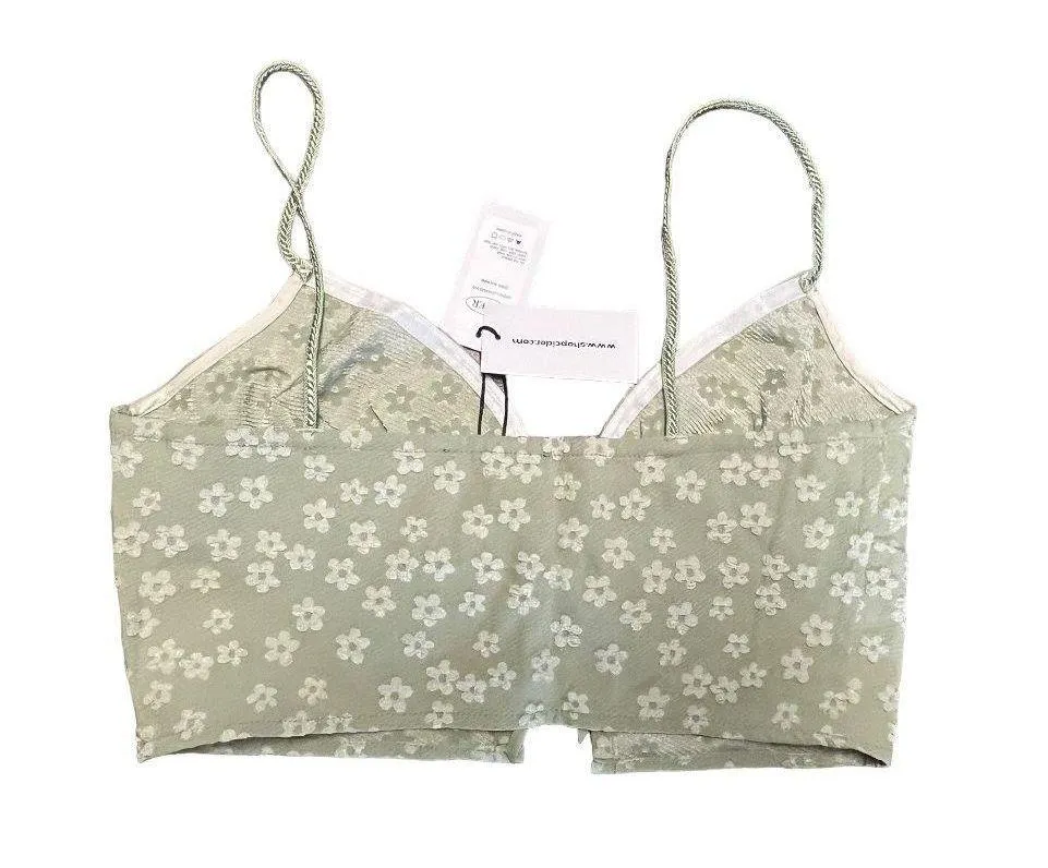 daisy floral lace cropped corset top sage green size medium - Image 8
