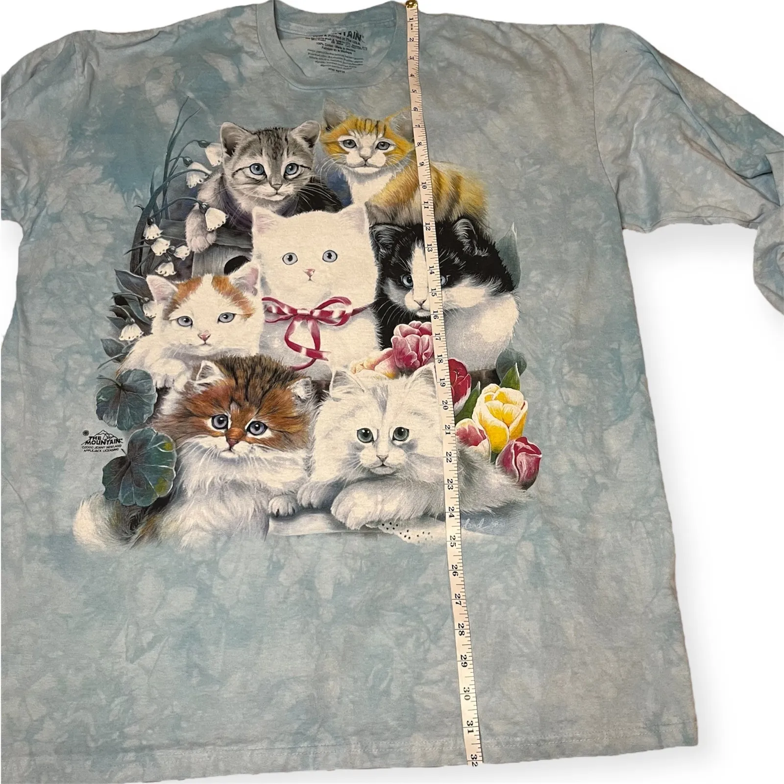 Vintage The Mountain Cats Graphic Long Sleeve Shirt Size XL Blue Tie Dye 2000 - Image 9