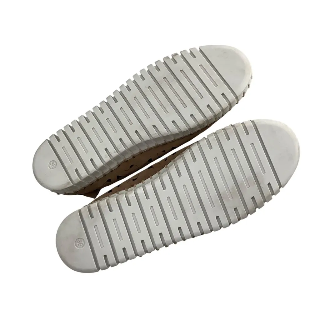 Eric Michael Womens Inez Leather Slip-On Shoes Safari Tan/Beige Perforated Size - Image 3