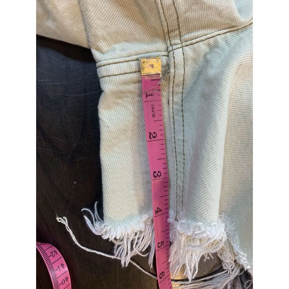BDG A Line Denim Jean Shorts Womens 28 White Cut Off Raw Hem Festival Minimalist - Image 10