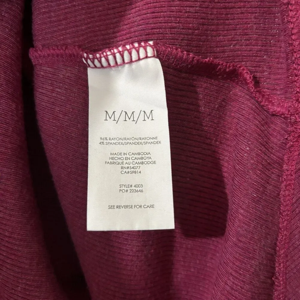 CAbi 4003 Long Sleeve Simple Tee Womens Medium Pink Ribbed Stretch Blouse - Image 8