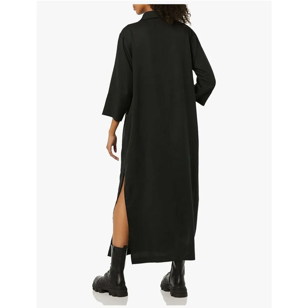 NEW Black TEREA Women's Annalise Shawl Collar Maxi Dress M Size M - Image 2