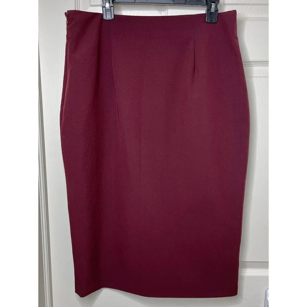 Worthington Lace-Up High Waist Midi Pencil Skirt (Wine) - 14 - Image 3